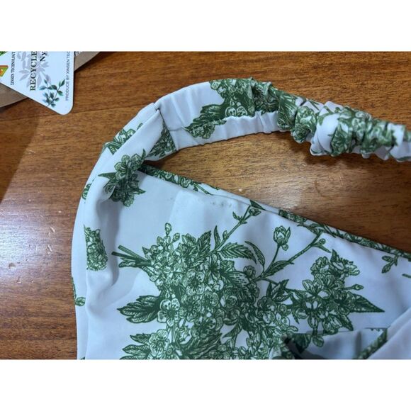 Berlook Bikini Swimsuit Women's Size Large White Green NWT Regency Cottagecore - Picture 2 of 5